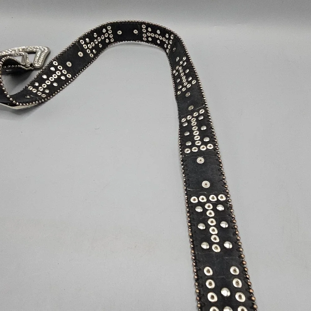 Vintage Western Embellished Rhinestone Black  Y2K  Beaded Punk Grunge Size 34